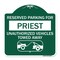 Signmission Reserved Parking for Priest Unauthorized Vehicles Towed Away With Tow Away Graphic, GW-1818-23078 A-DES-GW-1818-23078 - alternate 1